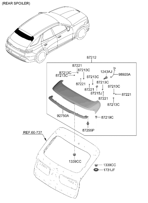 2023 Hyundai Genesis Electrified GV70 NOZZLE ASSY-REAR WASHER Diagram for 98930-AR000