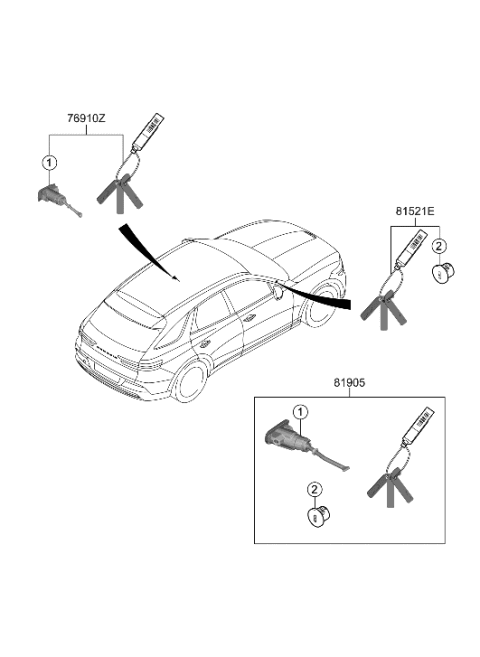 2019 Hyundai Accent KEY SUB SET-DOOR,LH Diagram for 81970-ARA00