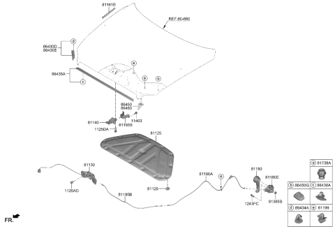 2019 Hyundai Accent LIFTER-HOOD Diagram for 81161-IT000