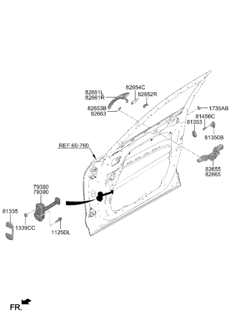 2019 Hyundai Accent CHECKER ASSY-FRONT DOOR,RH Diagram for 76990-AR000