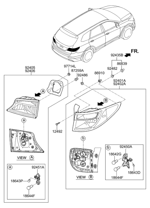 2013 Hyundai Santa Fe Lamp Assembly-Rear Combination,RH Diagram for 92402-B8050