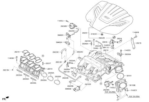 2015 Hyundai Santa Fe Engine Cover Assembly Diagram for 29240-3CFB0