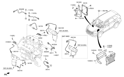 2015 Hyundai Santa Fe Sensor-Knock,RH Diagram for 39320-3C300