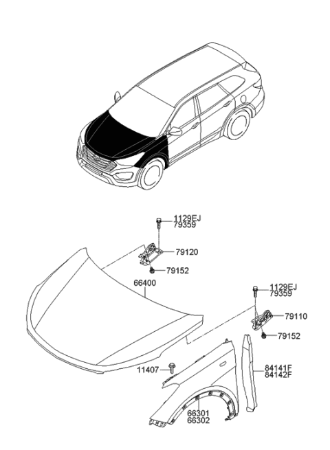 2013 Hyundai Santa Fe Panel Assembly-Fender,RH Diagram for 66320-B8000