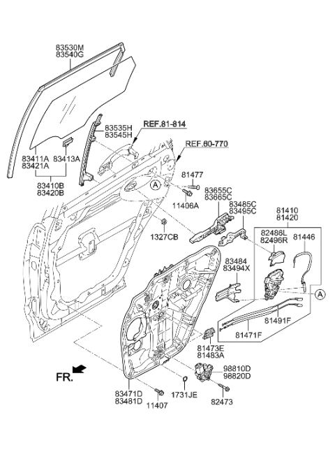 2015 Hyundai Santa Fe Latch Assembly-Rear Door,LH Diagram for 81410-B8000
