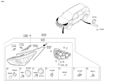 2015 Hyundai Santa Fe Bracket-Headlamp,LH Diagram for 92132-2W000