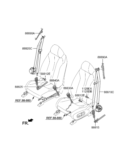 2022 Hyundai Nexo Seat Belt PRETENSIONER,LH Diagram for 88850-M5000-YPK
