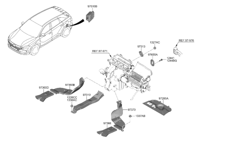 2021 Hyundai Nexo Duct-Rear Heating,LH Diagram for 97360-M5000