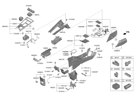 2022 Hyundai Nexo Cover Assembly-Console UPR Diagram for 84650-M5000-YPK