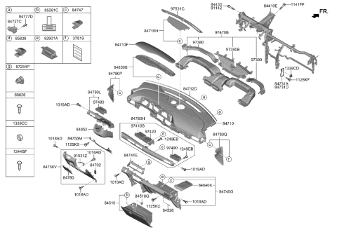 2020 Hyundai Nexo Panel Assembly-Crash Pad Main Diagram for 84730-M5000-UUG
