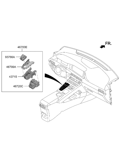 2020 Hyundai Nexo Lever Sub Assembly Diagram for 467F0-M5100