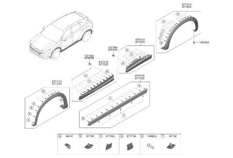 2020 Hyundai Nexo Body Side Moulding Diagram