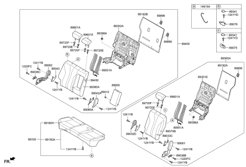 2022 Hyundai Nexo Carpet Assembly-RR Back,LH Diagram for 89340-M5000-UUG