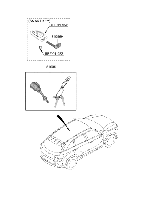 2019 Hyundai Nexo Key & Cylinder Set Diagram
