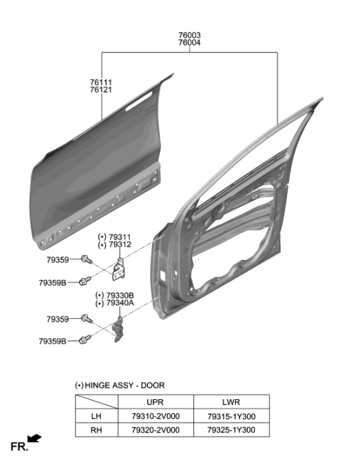 2022 Hyundai Nexo Panel-Front Door Outer,RH Diagram for 76121-M5000