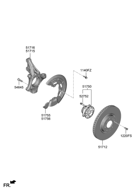 2020 Hyundai Nexo Knuckle-Front Axle,LH Diagram for 51710-M5000