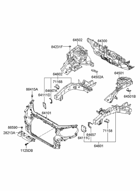 2010 Hyundai Santa Fe Carrier Assembly-Front End Module Diagram for 64101-0W500