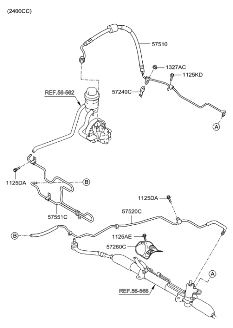 2009 Hyundai Santa Fe Power Steering Oil Line Diagram 1