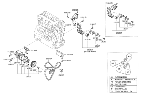 2010 Hyundai Santa Fe Pulley Assembly-Tension Diagram for 25282-2G000
