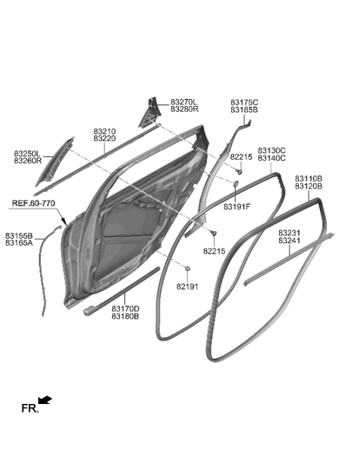 2014 Hyundai Sonata Hybrid GARNISH ASSY-RR DR RR FRAME,RH Diagram for 83280-T1000