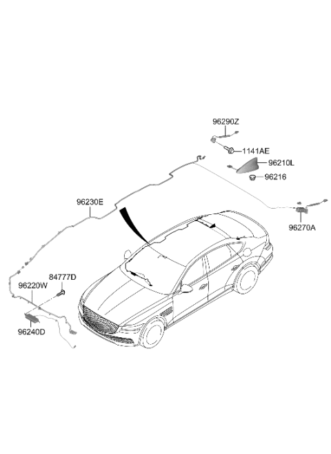 2014 Hyundai Sonata Hybrid ANTENNA ASSY-COMBINATION Diagram for 96210-T1040-PH3