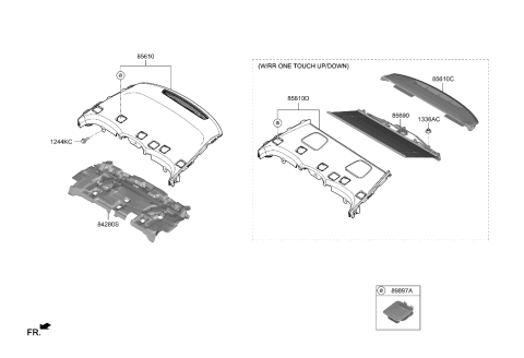 2006 Hyundai Azera SUNSHADE ASSY-RR Diagram for 85690-T1000-NNB