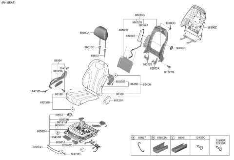 2006 Hyundai Azera PAD ASSY-FRT SEAT BACK,RH Diagram for 88450-T1030