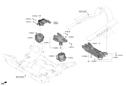 2014 Hyundai Sonata Hybrid BRACKET-ENGINE MTG SUPPORT Diagram for 21825-T4250