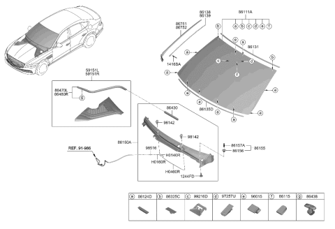 2014 Hyundai Sonata Hybrid GLASS-WINDSHIELD Diagram for 86111-JI100