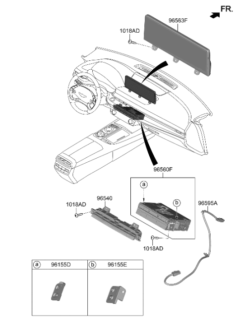 2006 Hyundai Azera MONITOR ASSY-FRONT AVN Diagram for 96525-T1000-GU