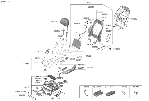 2023 Hyundai Genesis G80 GUIDE ASSY-HEADREST W/LEVER Diagram for 88770-T1000-OWN