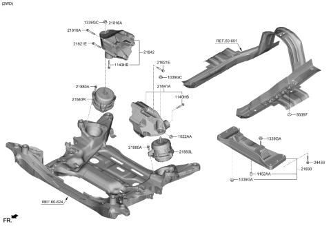 2021 Hyundai Genesis G80 Engine & Transaxle Mounting Diagram 1