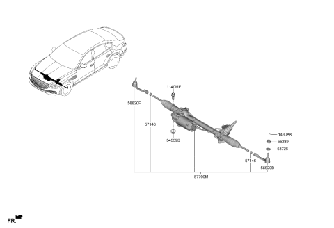 2021 Hyundai Genesis G80 Power Steering Gear Box Diagram 1