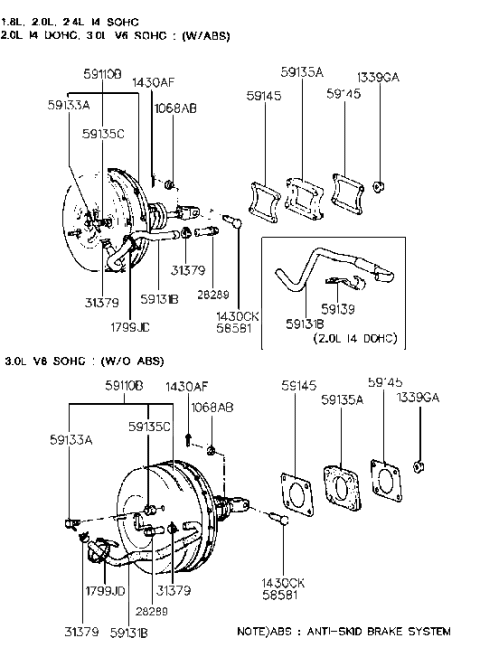 1990 Hyundai Sonata Power Brake Booster Diagram
