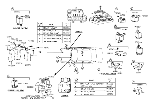 1993 Hyundai Sonata Module Assembly-Automatic Transaxle Key Lock Control Diagram for 95850-23051
