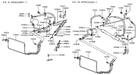 1989 Hyundai Sonata Power Steering Hose & Bracket Diagram 2