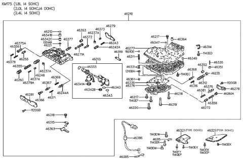 1991 Hyundai Sonata Spring-Lower Valve Body Reducing Diagram for 46358-34010