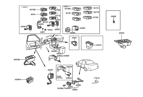 1989 Hyundai Sonata Stop Lamp Switch Assembly Diagram for 93810-21001