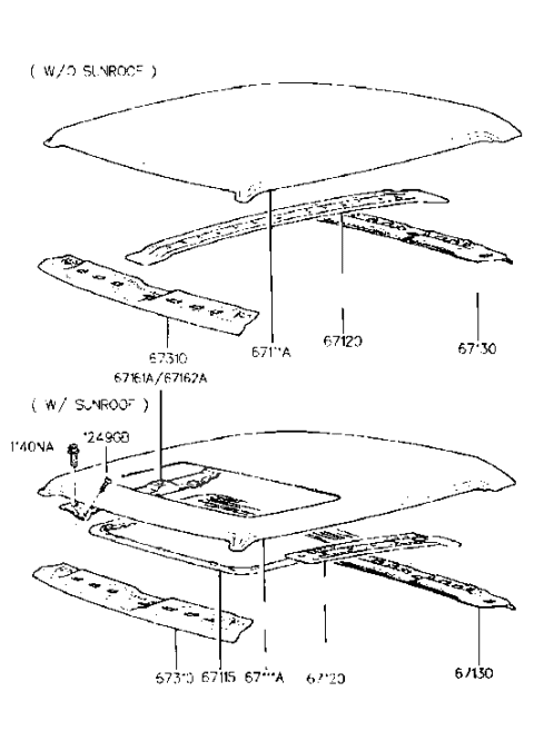1989 Hyundai Sonata Roof Panel Diagram