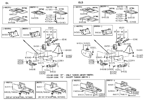 1988 Hyundai Sonata Label-Shift Lock Diagram for 43796-23701