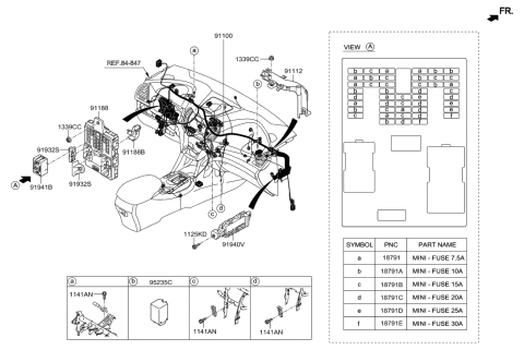 2018 Hyundai Santa Fe Ignition Control Module Relay Box Assembly Diagram for 91940-B8510