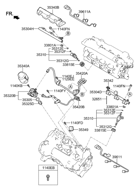 2017 Hyundai Santa Fe Throttle Body & Injector Diagram