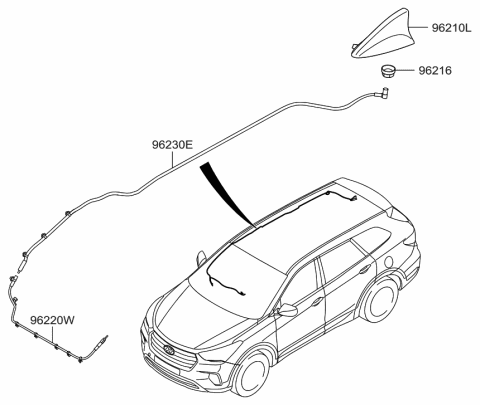 2017 Hyundai Santa Fe ANTENNA ASSY-COMBINATION Diagram for 96210-B8300-M8S
