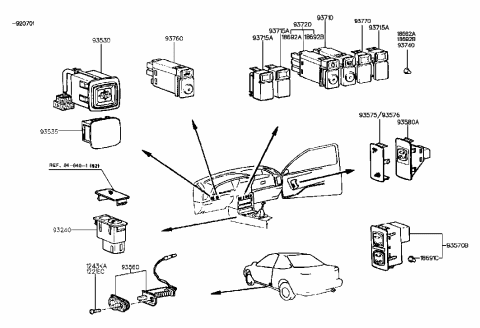 1990 Hyundai Scoupe Air Conditioning Switch Assembly Diagram for 93720-23000