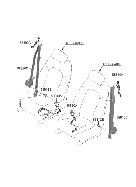 2007 Hyundai Accent Buckle Assembly-FR S/BELT,RH Diagram for 88840-L5550-NNB