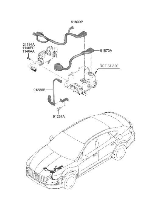 2020 Hyundai Sonata Hybrid Cable Assembly-ELETRIC Oil Pump Diagram for 91675-L5000