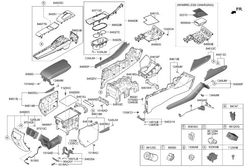 2023 Hyundai Sonata Hybrid Complete-Console Floor Switch Diagram for 93300-L1470-NVC