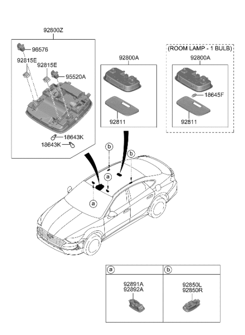 2018 Hyundai Ioniq Lamp Assembly-Room Diagram for 92850-L5100-MMH