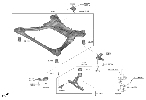 2020 Hyundai Sonata Hybrid Front Suspension Crossmember Diagram