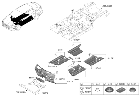 2020 Hyundai Sonata Hybrid Under Cover Assembly,LH Diagram for 84217-L1000